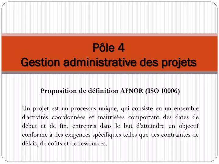 p le 4 gestion administrative des projets