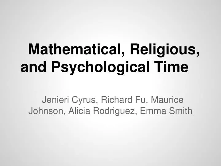 mathematical religious and psychological time