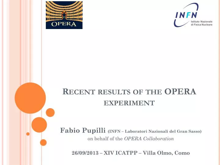 recent results of the opera experiment