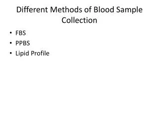 Different Methods of Blood Sample Collection