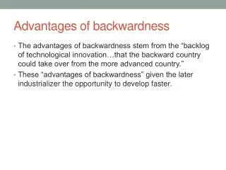 advantages of backwardness