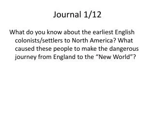 Journal 1/12