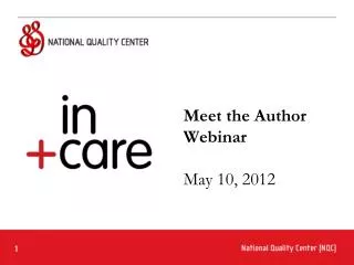 Meet the Author Webinar May 10, 2012