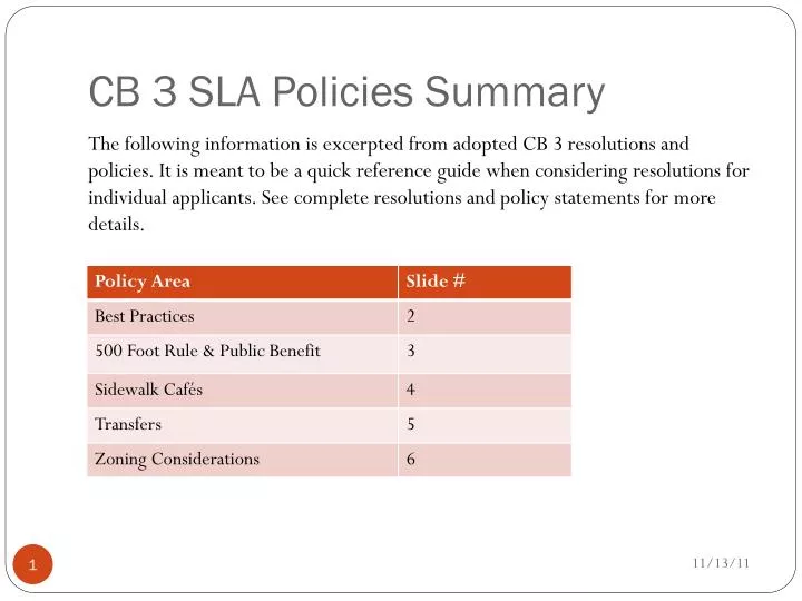 cb 3 sla policies summary