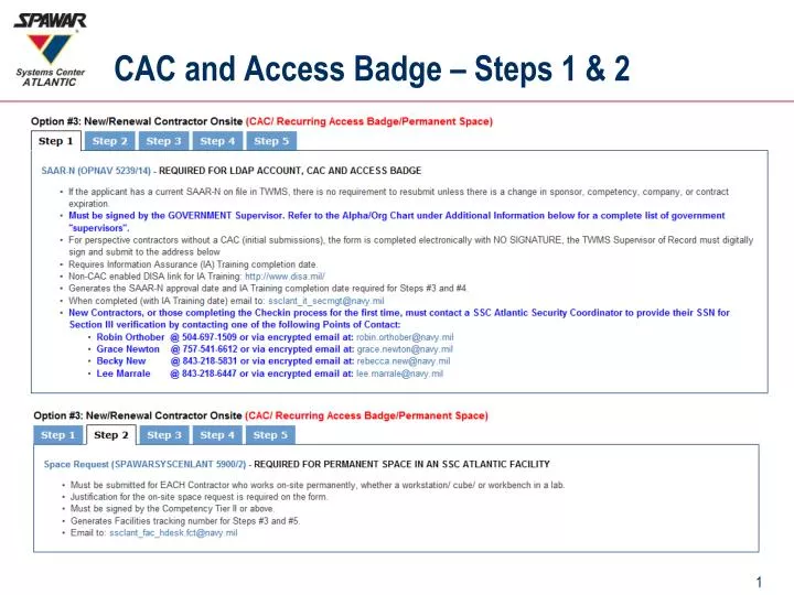 cac and access badge steps 1 2