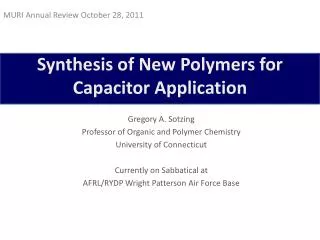 Synthesis of New Polymers for Capacitor Application