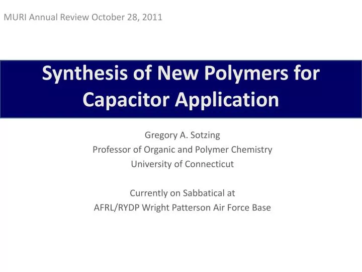 synthesis of new polymers for capacitor application