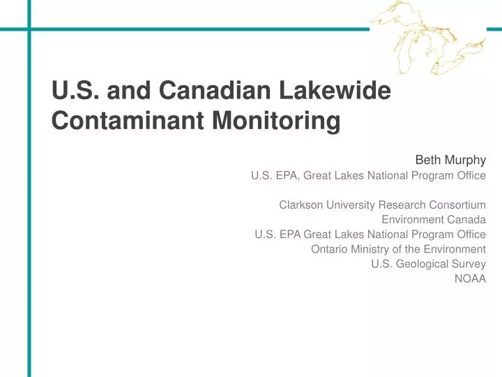 u s and canadian lakewide contaminant monitoring