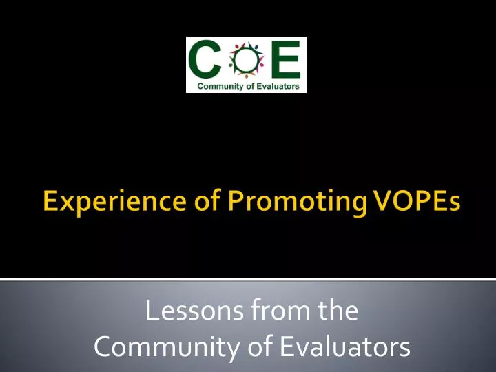 lessons from the community of evaluators