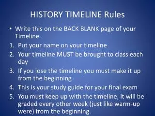 HISTORY TIMELINE Rules