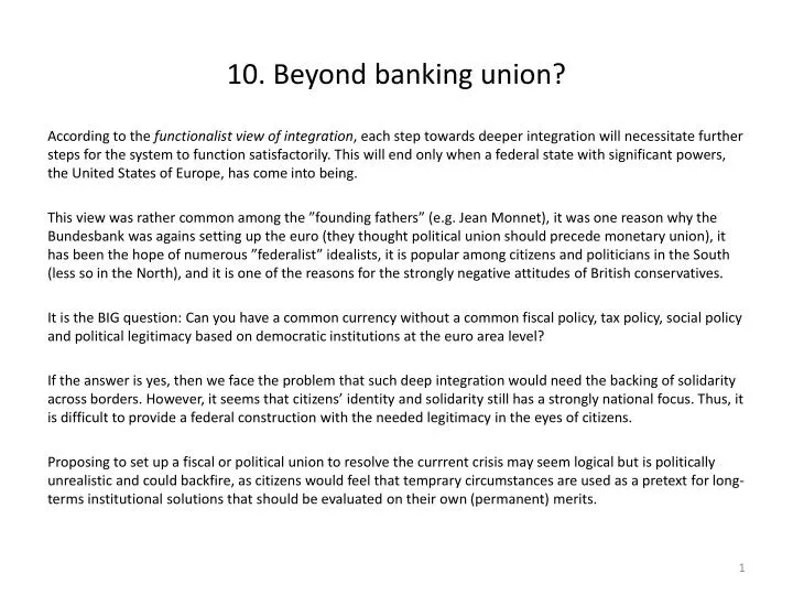 10 beyond banking union