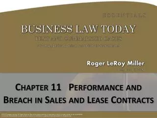 Chapter 11 Performance and Breach in Sales and Lease Contracts
