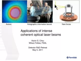 Applications of intense coherent optical laser beams