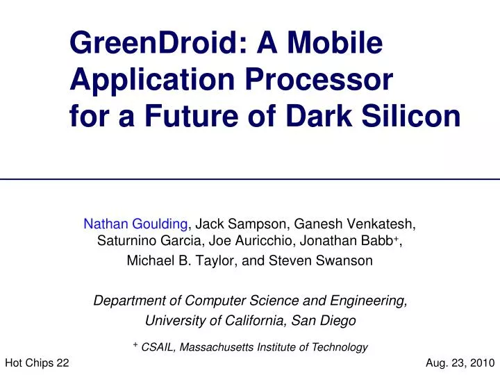 greendroid a mobile application processor for a future of dark silicon
