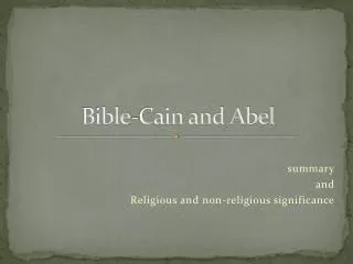 B ible -Cain and Abel