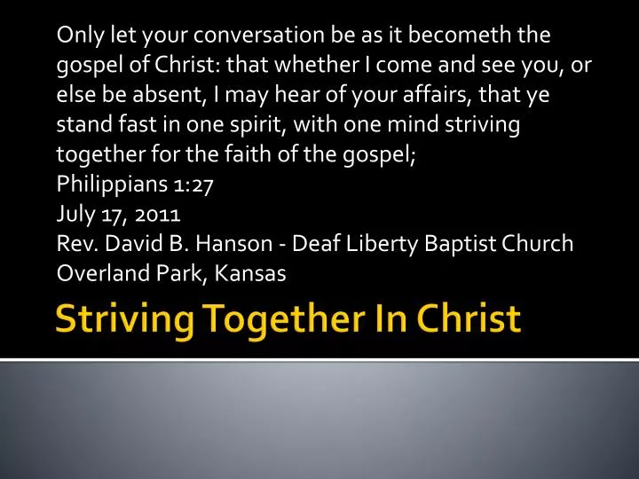 striving together in christ