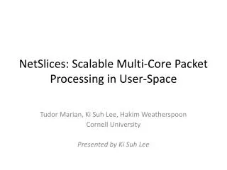 NetSlices : Scalable Multi-Core Packet Processing in User-Space