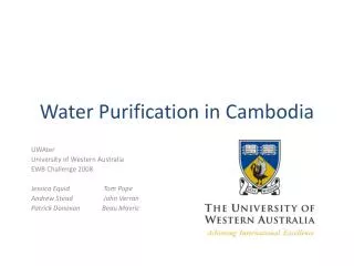 Water Purification in Cambodia