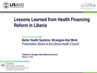 Lessons Learned from Health Financing Reform in Liberia