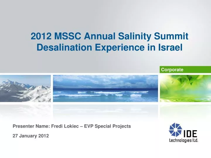 2012 mssc annual salinity summit desalination experience in israel