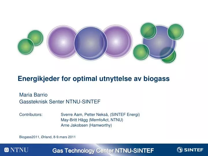 energikjeder for optimal utnyttelse av biogass