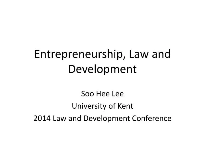 entrepreneurship law and development
