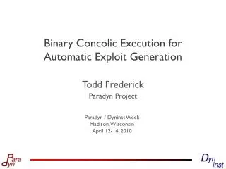 Binary Concolic Execution for Automatic Exploit Generation