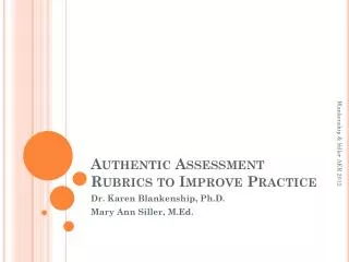 Authentic Assessment Rubrics to Improve Practice