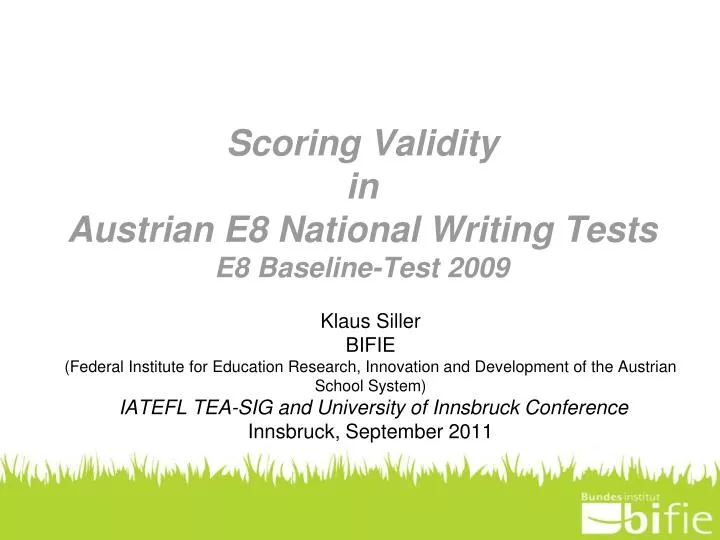 scoring validity in austrian e8 national writing tests e8 baseline test 2009