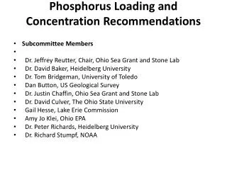 Phosphorus Loading and Concentration Recommendations