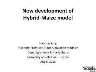 New development of Hybrid-Maize model