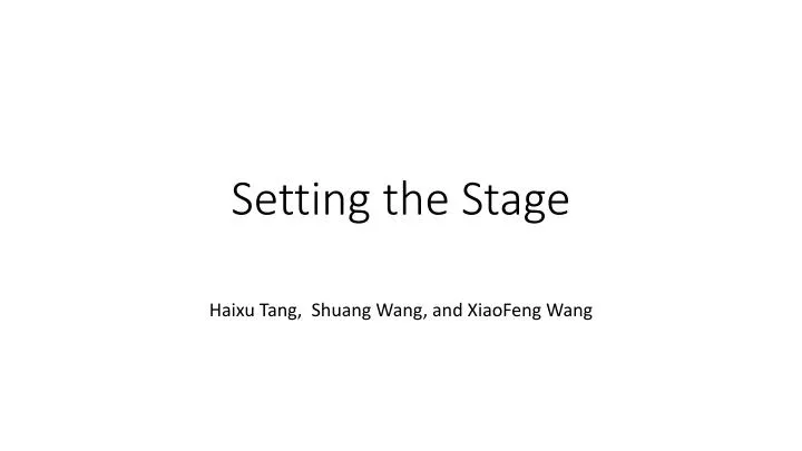 setting the stage