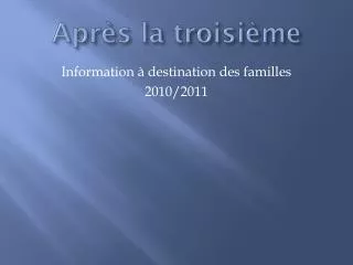apr s la troisi me
