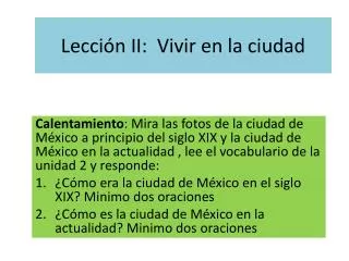lecci n ii vivir en la ciudad