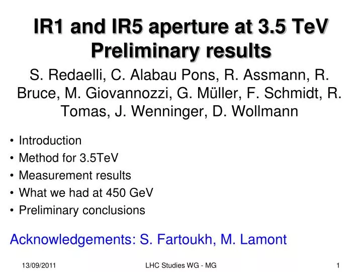 ir1 and ir5 aperture at 3 5 tev preliminary results
