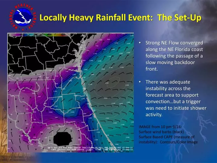 locally heavy rainfall event the set up