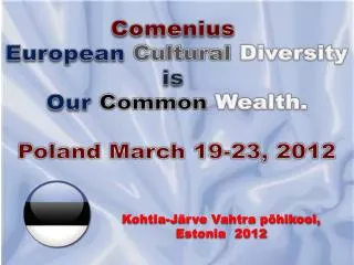 Comenius European Cultural Diversity is Our Common Wealth. Poland March 19-23, 2012