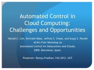 Automated Control in Cloud Computing: Challenges and Opportunities