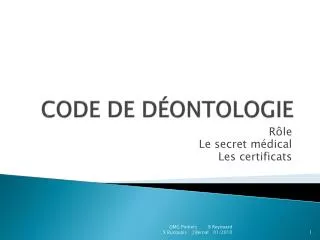 code de d ontologie