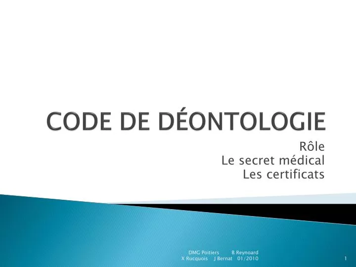 code de d ontologie