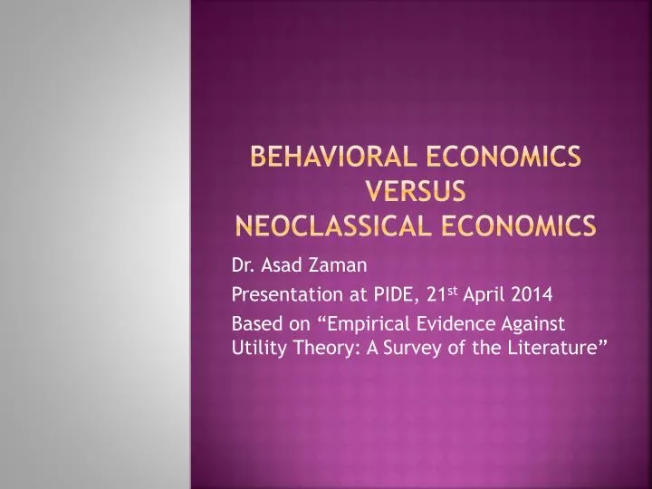 behavioral economics versus neoclassical economics