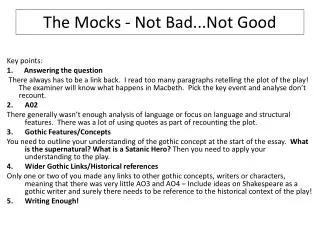 The Mocks - Not Bad...Not Good