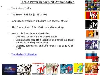 Forces Powering Cultural Differentiation