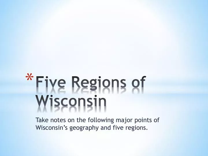 five regions of wisconsin