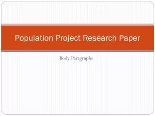 Population Project Research Paper