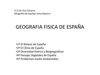 geografia fisica de espa a
