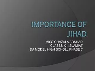 Importance of jihad