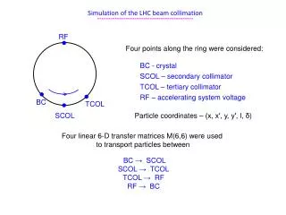 Simulation of the LHC beam collimation --------------------------------------------