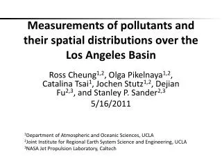 Measurements of pollutants and their spatial distributions over the Los Angeles Basin