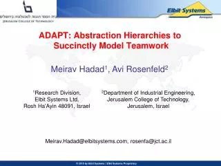 ADAPT: Abstraction Hierarchies to Succinctly Model Teamwork